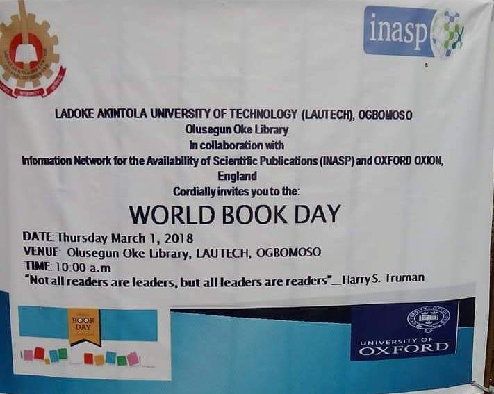 World Book Day Celebration at the Olusegun Oke Library, LAUTECH held on the 1st of March, 2018